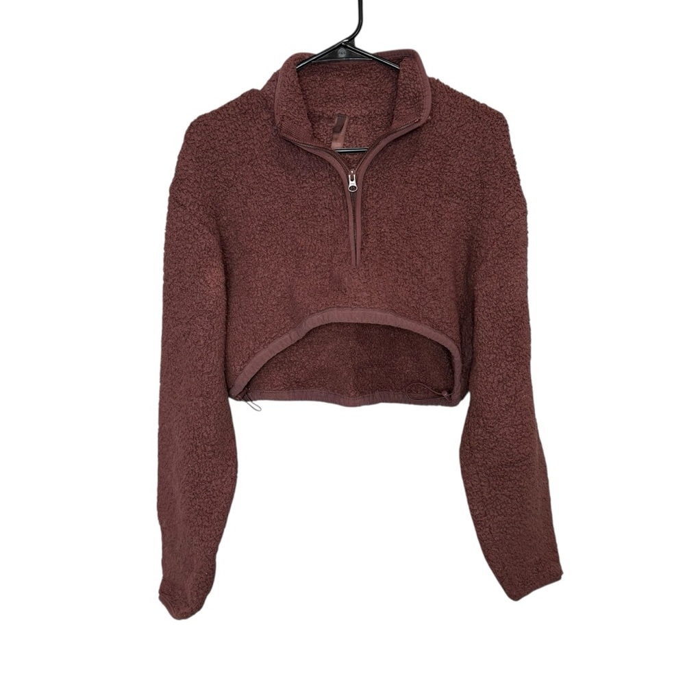 Skims Cozy Knit Cropped Pullover in the color Garnet size s/m